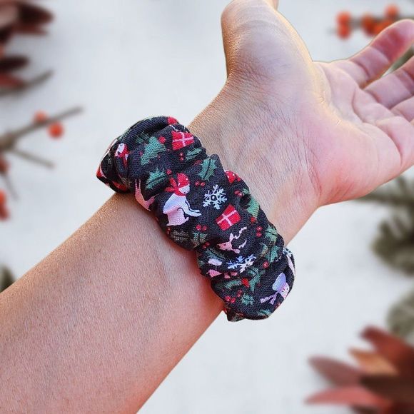 Santa Scrunchies Band for Apple Watch, Fitbit Versa 3 2 Lite, Samsung Watch - Picture 2 of 6